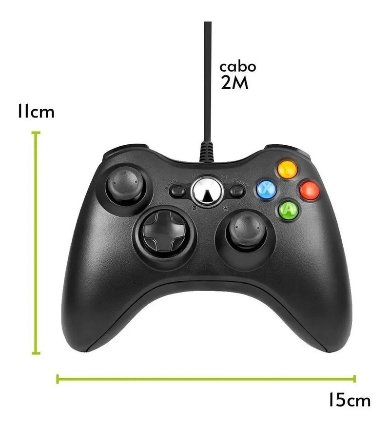 Controle com Fio para Xbox 360 e PC – Precisão e Conforto para Jogos