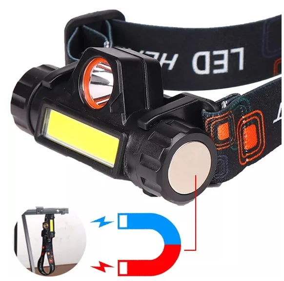 Lanterna de Cabeça LED COB – Alta Potência para Caminhada, Pesca e Ciclismo