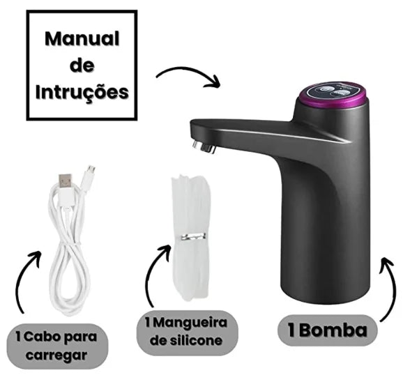 Bomba Elétrica para Galão de Água 20L – USB Recarregável, Prática e Premium