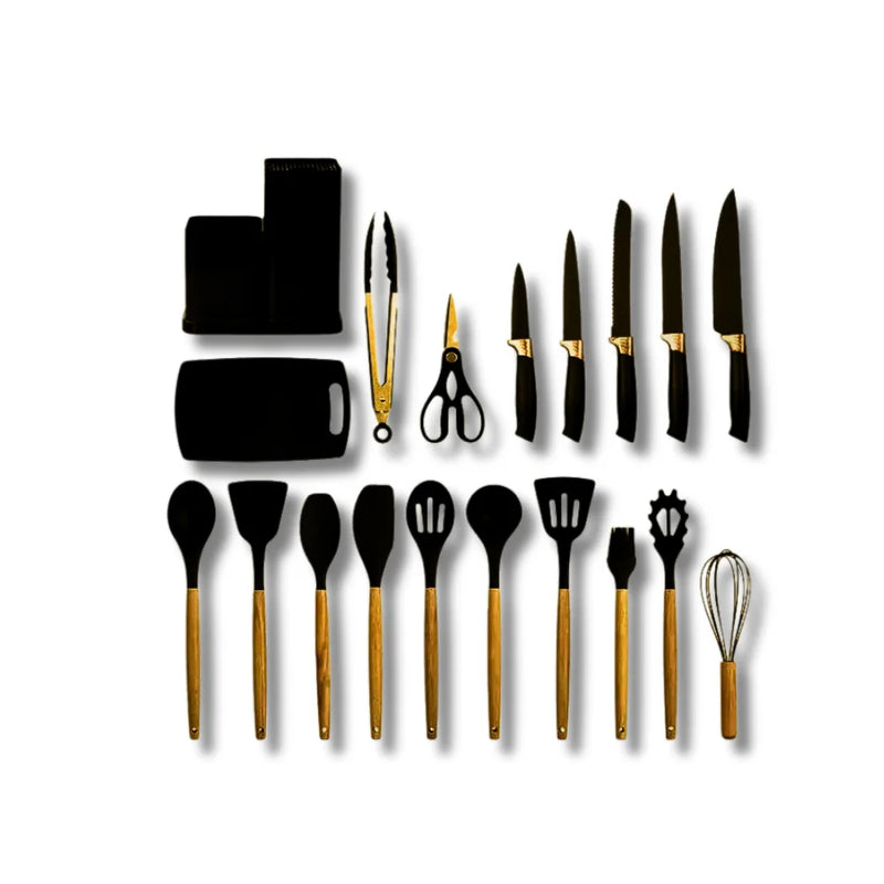 Kit Completo com 19 Utensílios de Cozinha Essenciais – Ferramentas de Alta Qualidade para Facilitar o Seu Dia a Dia