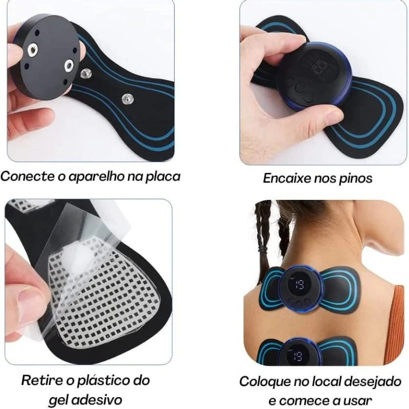 Mini Massageador Portátil EMS – Alívio para Tensões no Pescoço