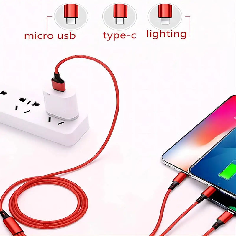 Cabo de Dados 3 em 1 – Micro USB, Tipo C e iPhone