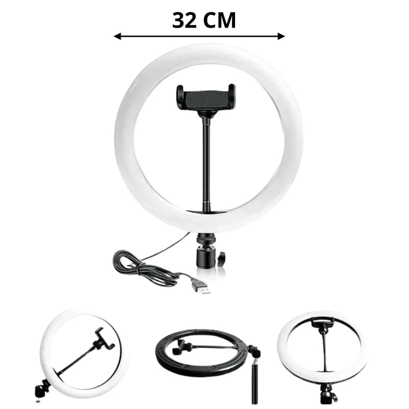 Ring Light LED 13'' – Iluminação Profissional Ajustável para Fotos e Vídeos