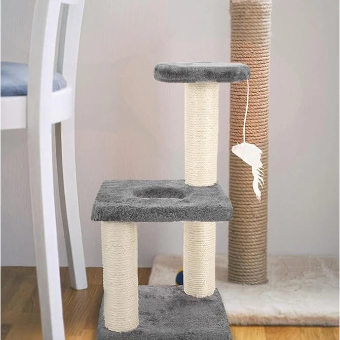 Arranhador CatPlay – 3 Bases com Brinquedo para Gatos