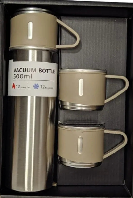 Conjunto de Frascos a Vácuo em Aço Inoxidável – Garrafa de 500ml, Embalagem Presente para Café e Chá