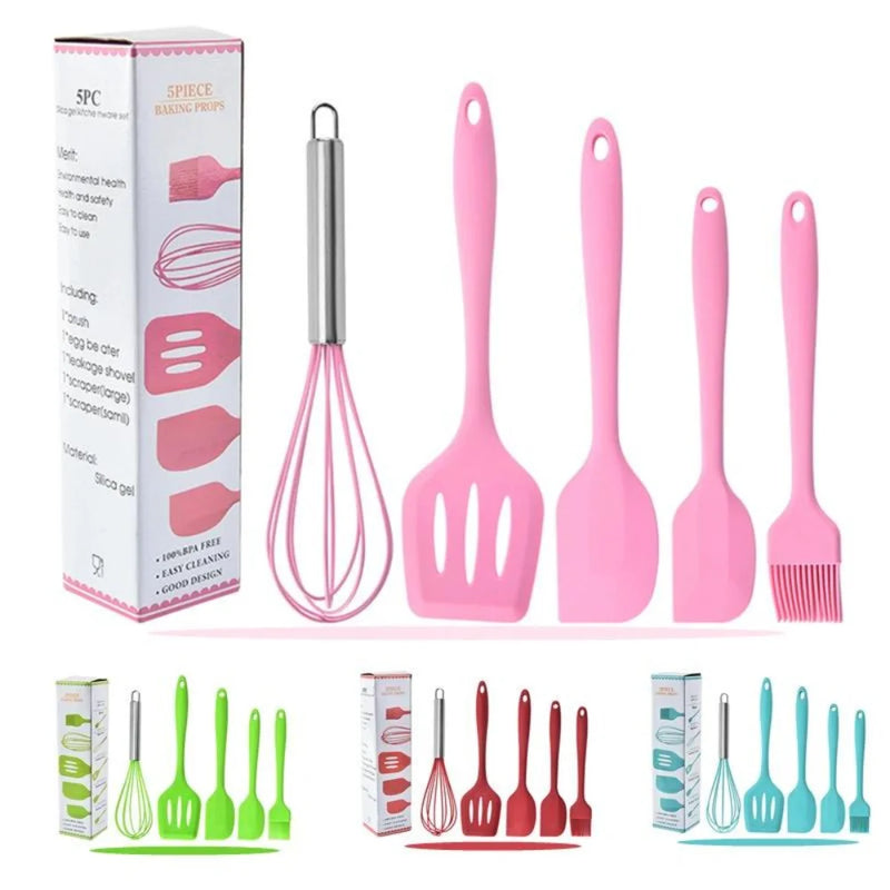 Kit 5 Peças Utensílios de Cozinha  em Cores Sortidas – Design Resistente e Moderno