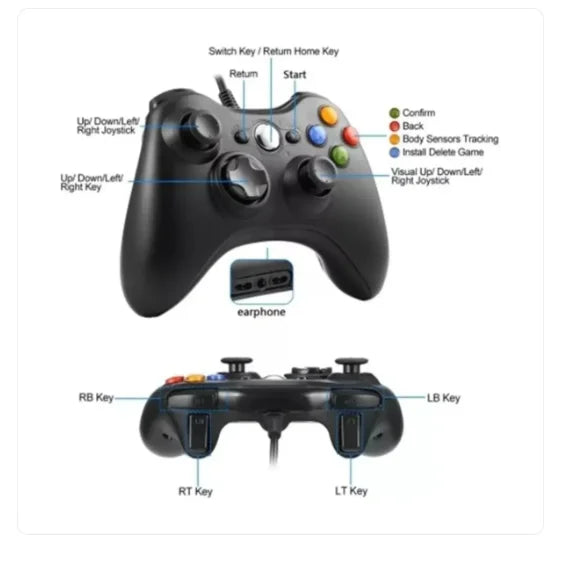 Controle com Fio para Xbox 360 e PC – Precisão e Conforto para Jogos