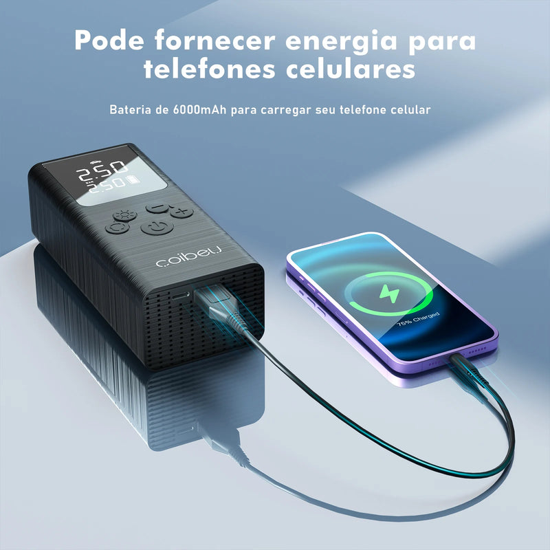 Compressor de Ar Portátil – Ideal para Encher Pneus de Carro e Bomba de Ar