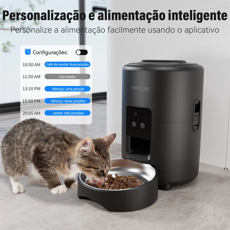 Alimentador Inteligente Newpet – Automático, Wi-Fi, 2L para Gatos e Cães