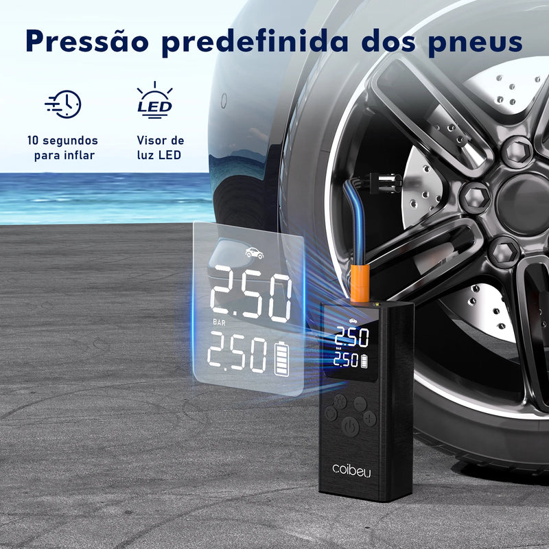 Compressor de Ar Portátil – Ideal para Encher Pneus de Carro e Bomba de Ar