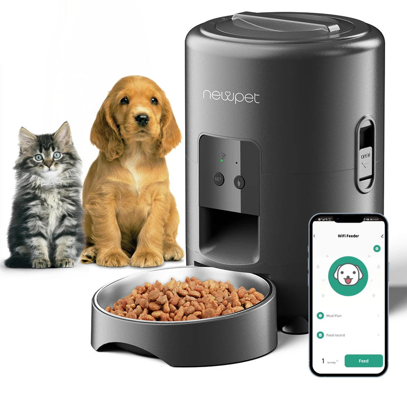 Alimentador Inteligente Newpet – Automático, Wi-Fi, 2L para Gatos e Cães