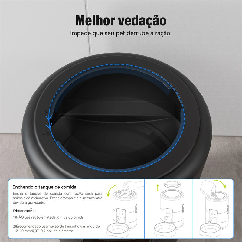 Alimentador Inteligente Newpet – Automático, Wi-Fi, 2L para Gatos e Cães