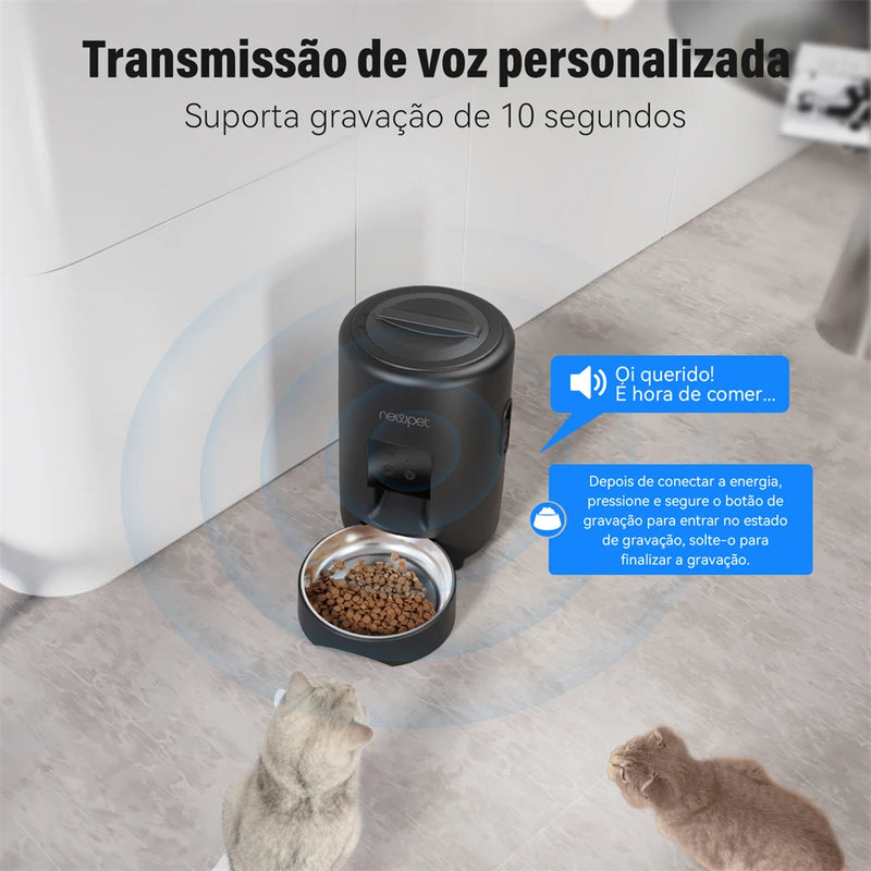 Alimentador Inteligente Newpet – Automático, Wi-Fi, 2L para Gatos e Cães