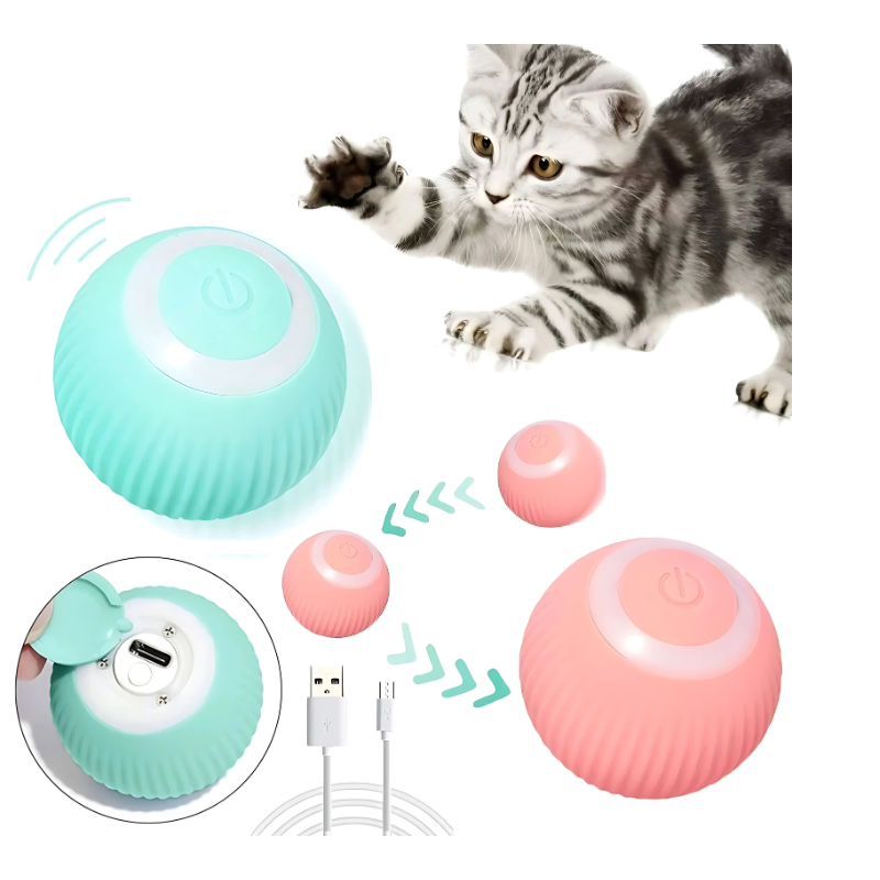 Bola Interativa SmartPet – Brinquedo Automático com Carregamento USB para Pets